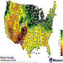 Relatieve vochtigheid in de USA nu