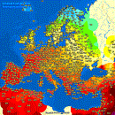 Maximum temperature in Europe